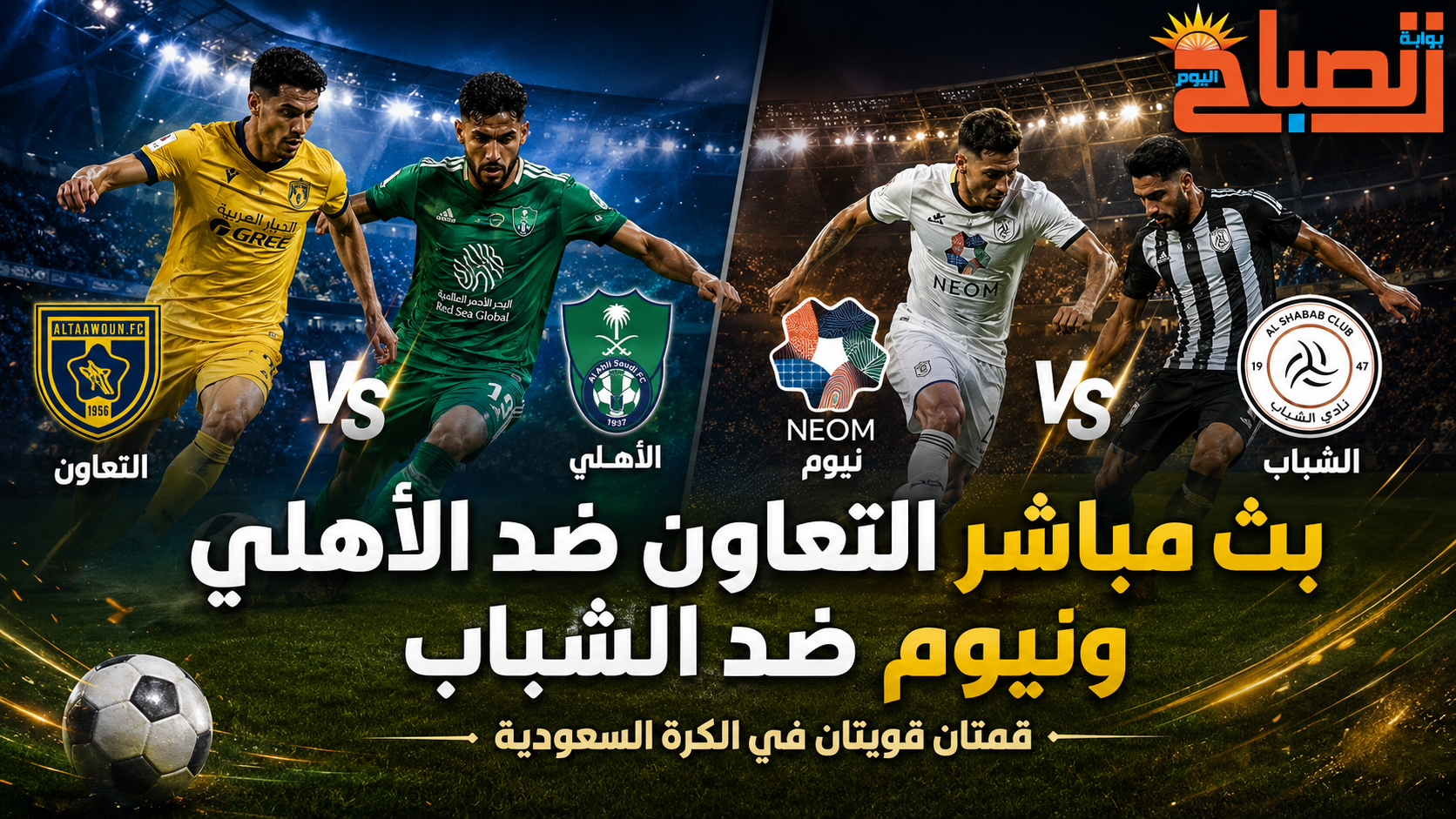 بث مباشر التعاون ضد الأهلي ونيوم ضد الشباب.. قمة سعودية نارية في دوري روشن الليلة